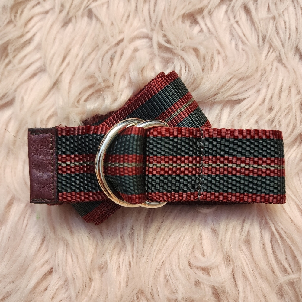 Barney's New York belt striped double d-ring web adjustable - Picture 8 of 8